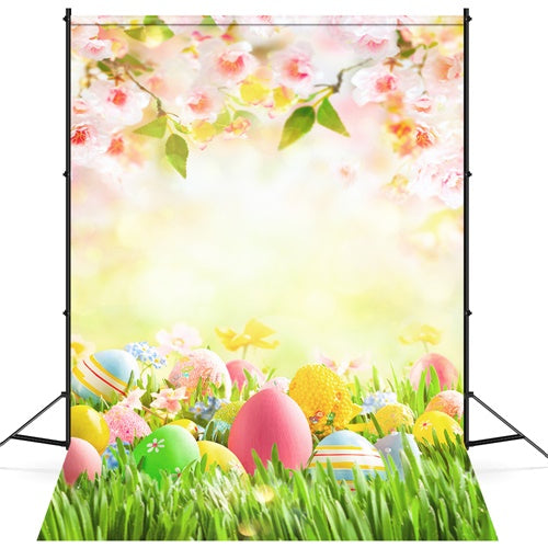 Sfondo Di Uova Di Fiori Di Ciliegio Con Prato Primaverile Caldo Di Pasqua M1-54