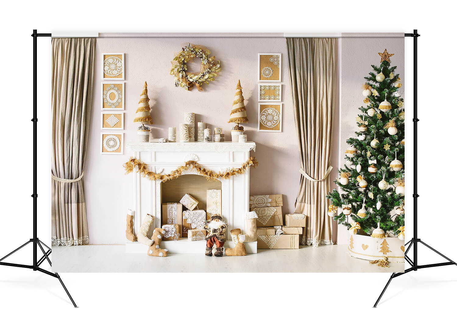 Regali Per L'Albero Di Natale Camino Ghirlanda Sfondo M10-04