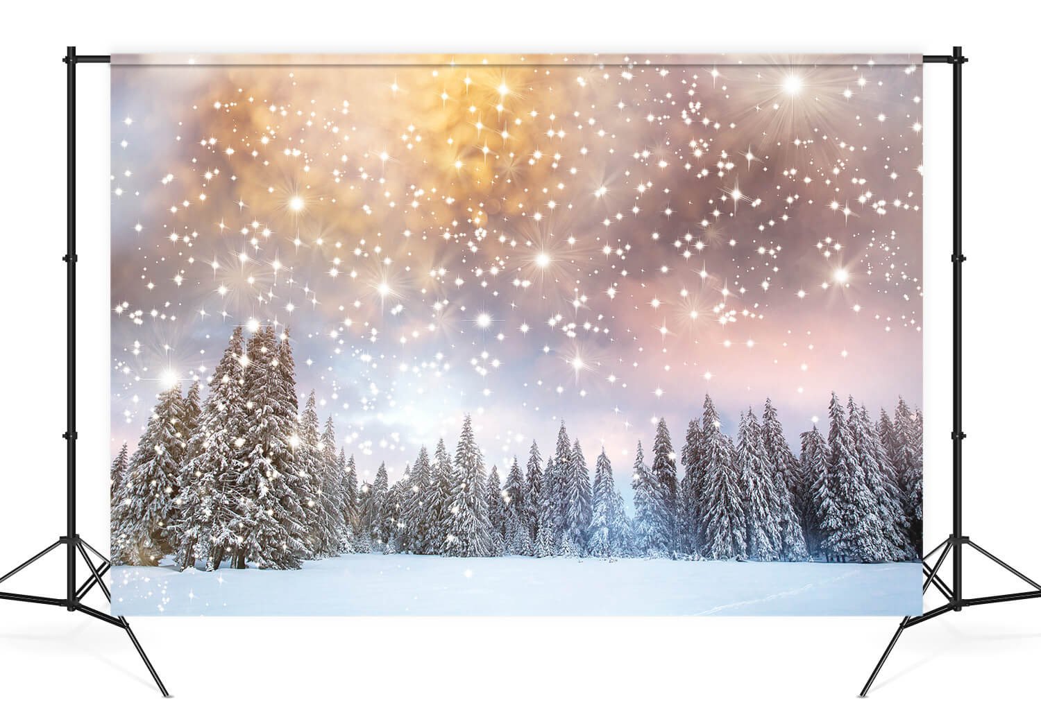 Neve Invernale Abeti Stelle Scintillanti Sfondo M10-15