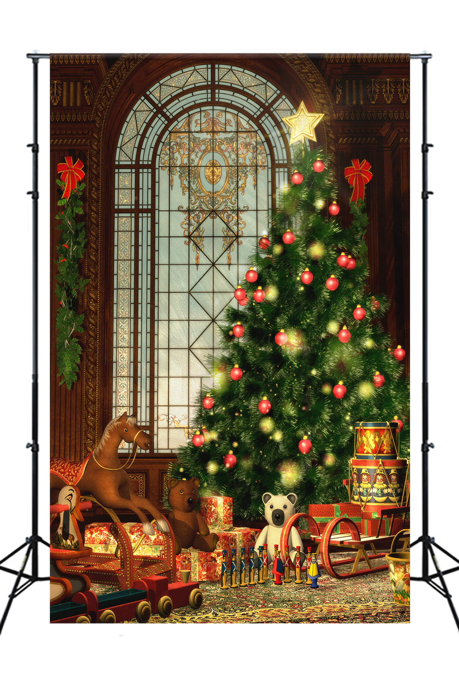L'Albero Di Natale Decorato Presenta Giocattoli Sullo Sfondo M10-20