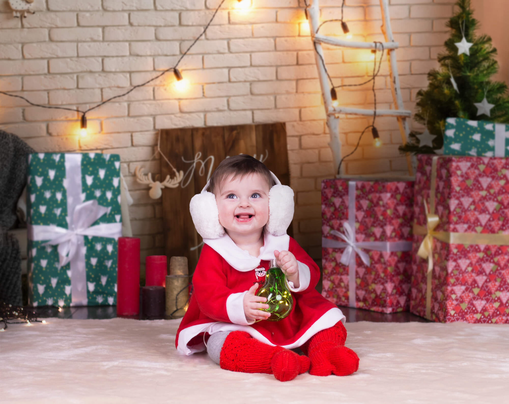 Sfondo Di Luci Da Parete Per Stanza Decorata Con Natale M10-24