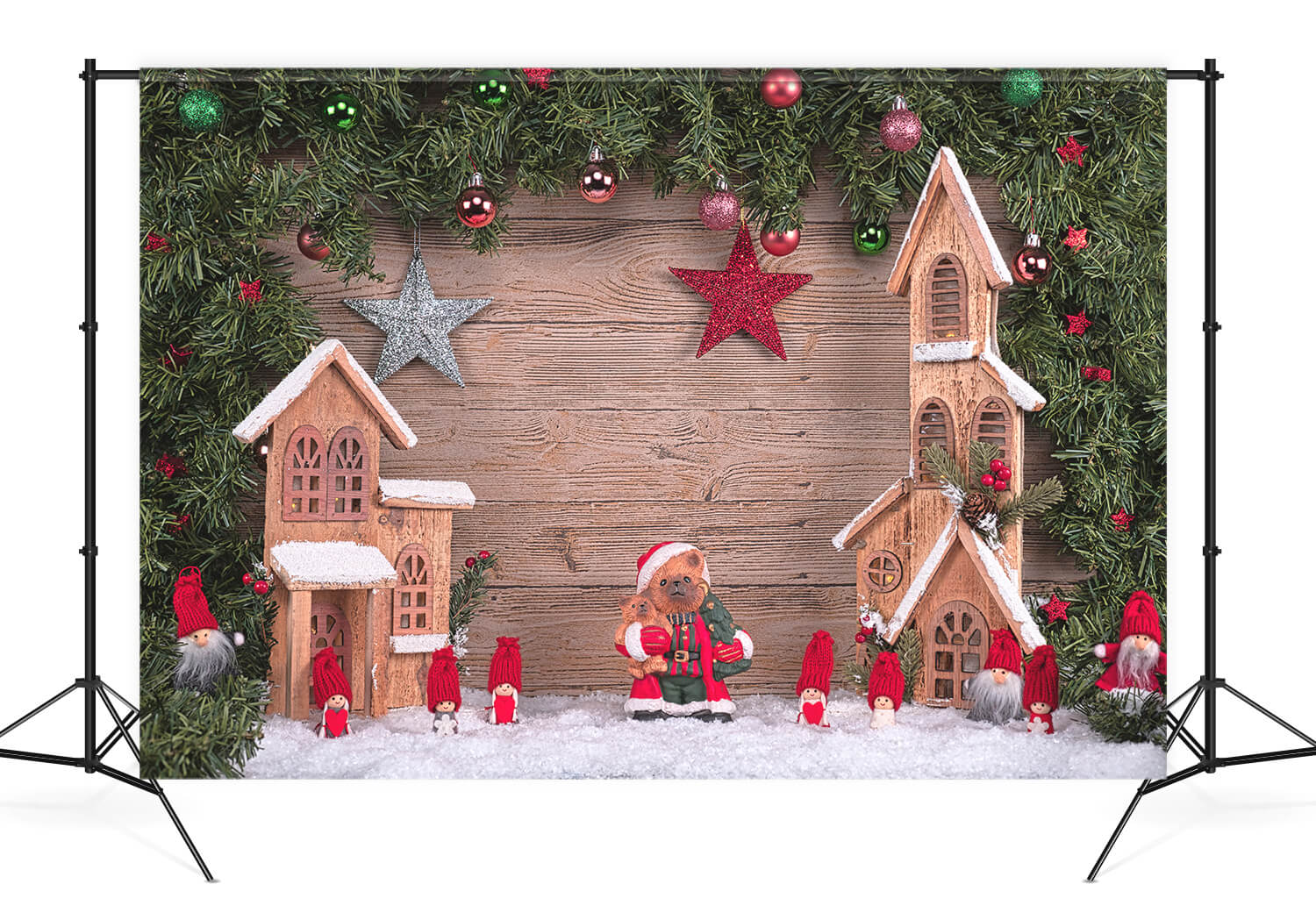 Decorazioni Natalizie Sfondo Di Albero Di Pino Di Neve M10-25