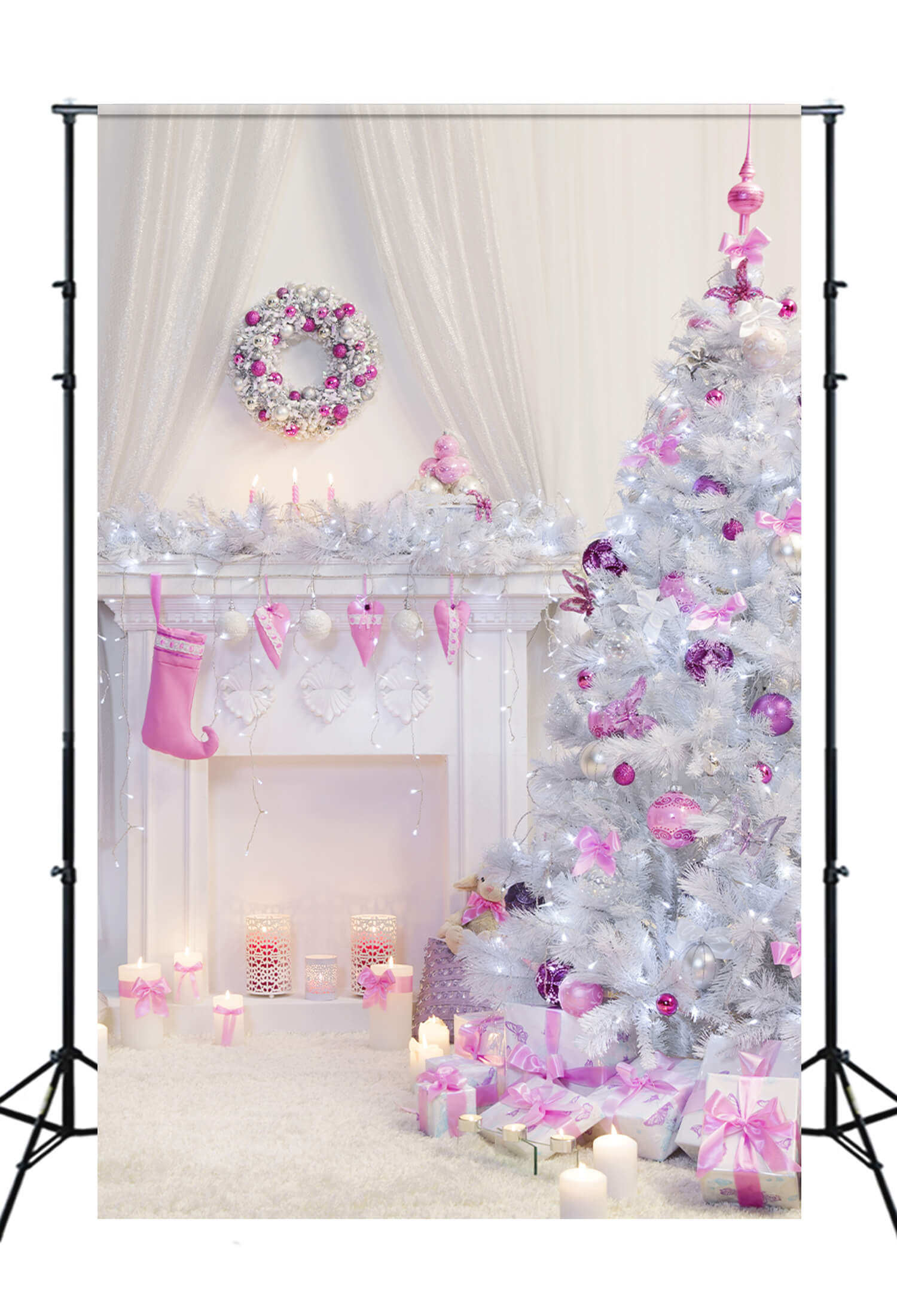 Sfondo Per La Decorazione Interna Del Caminetto Dell'Albero Di Natale M10-29