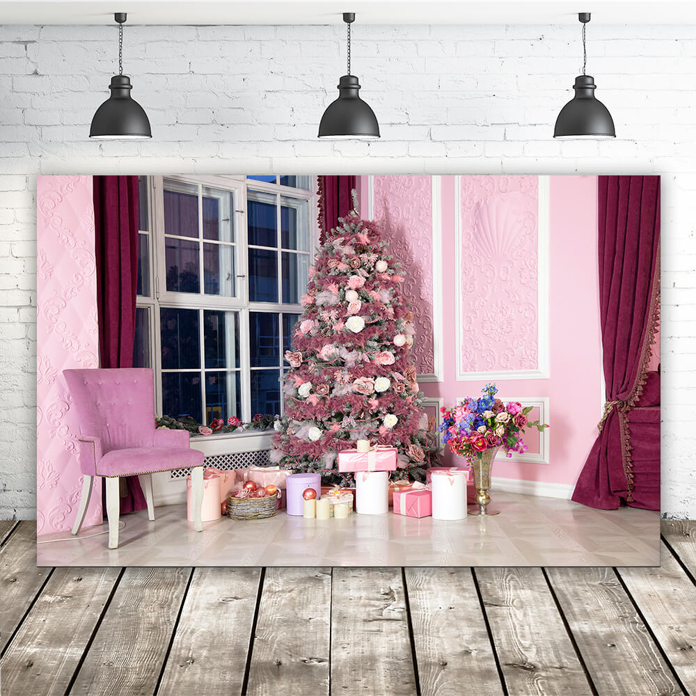 Sfondo Rosa Dei Regali Della Stanza Dell'Albero Di Natale M10-45