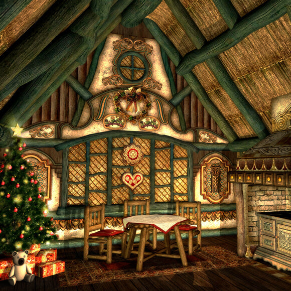 Sfondo Dell'Albero Di Natale Della Stanza Di Babbo Natale M10-46