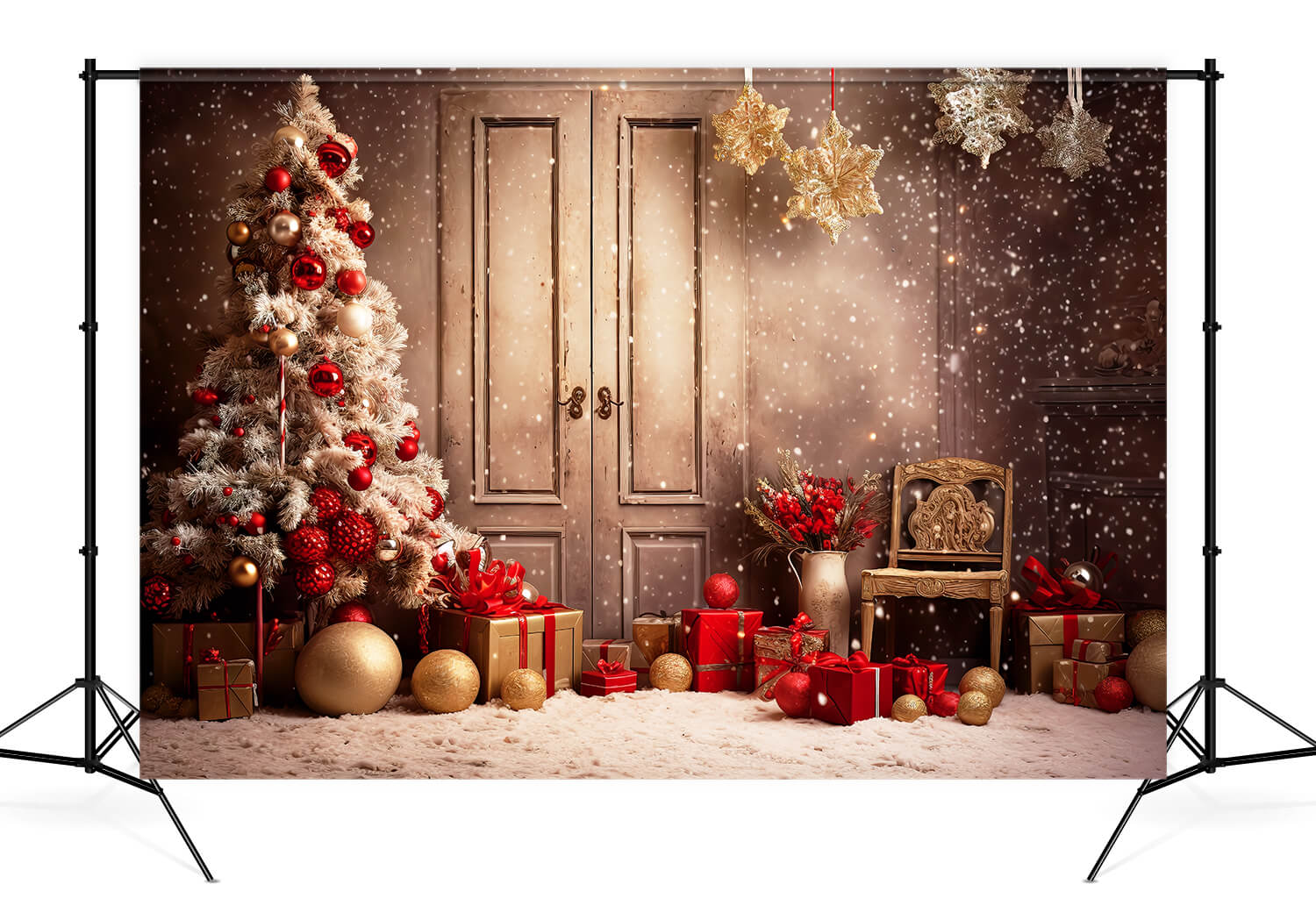 L'Albero Di Natale Con Fiocco Di Neve Presenta Lo Sfondo M10-53