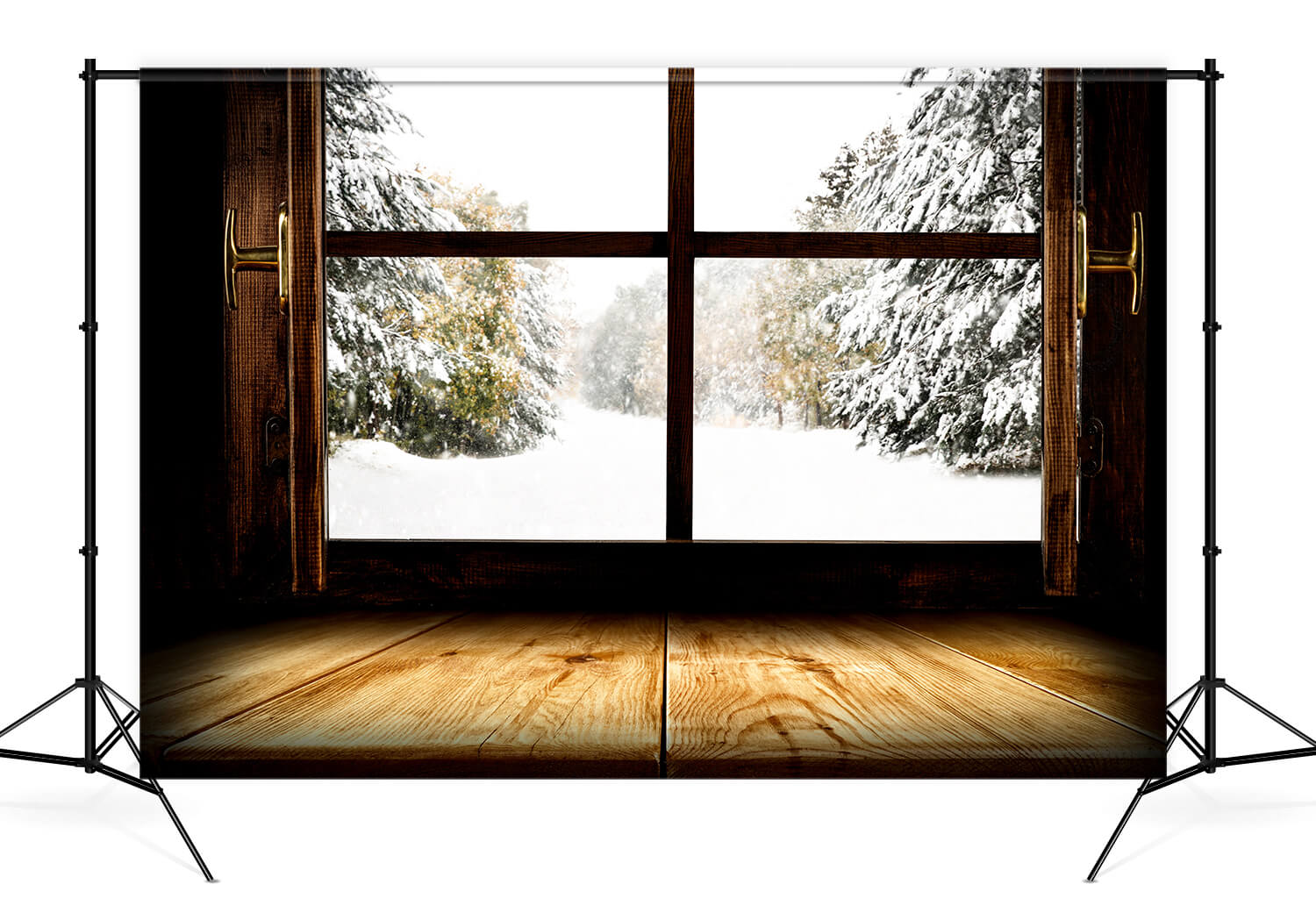 Sfondo Con Vista Sulla Finestra Della Foresta Innevata Invernale M10-65