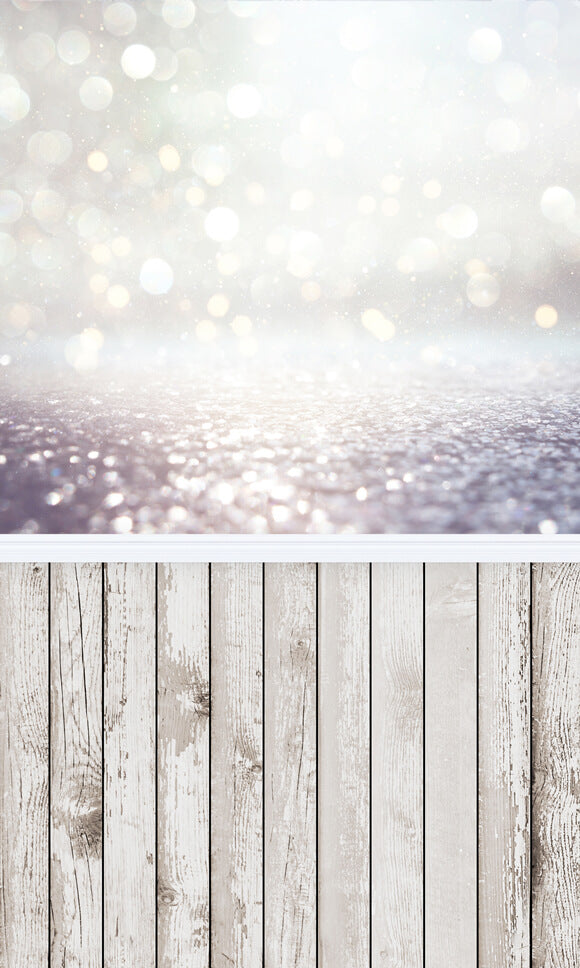 Sfondo Natalizio Con Pavimento In Legno Glitter Bokeh M10-76