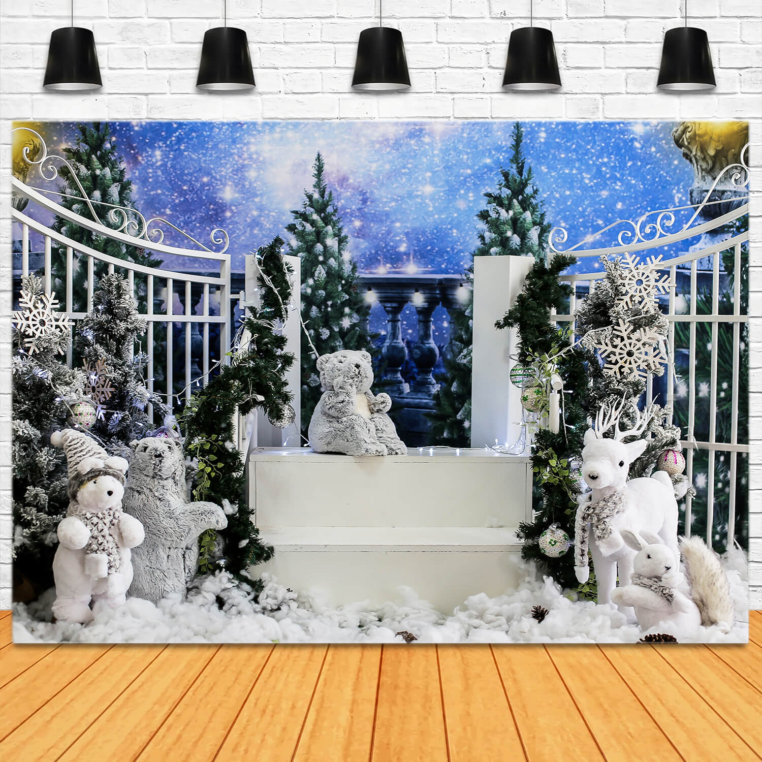 Sfondo Di Inverno Natale Pupazzo Di Neve Fulvo Orso M11-10