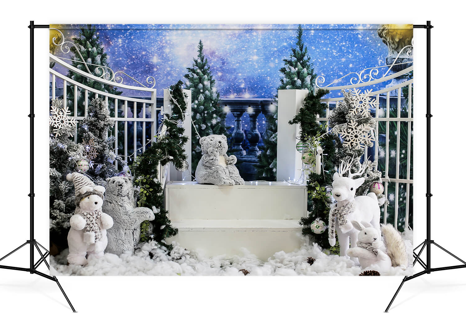 Sfondo Di Inverno Natale Pupazzo Di Neve Fulvo Orso M11-10