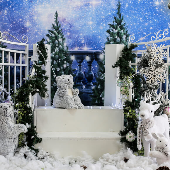 Sfondo Di Inverno Natale Pupazzo Di Neve Fulvo Orso M11-10