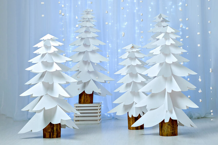 Sfondo Fotografico In Carta Con Alberi Di Natale M11-16