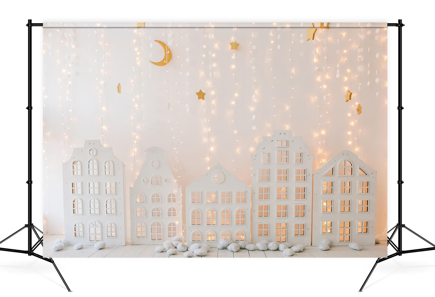 Tenda Bianca In Cotone Con Decorazioni E Sfondo Luminoso Brillante M11-23