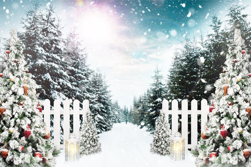 Sfondo Di Fiocchi Di Neve Foresta Invernale Albero Di Natale M11-28
