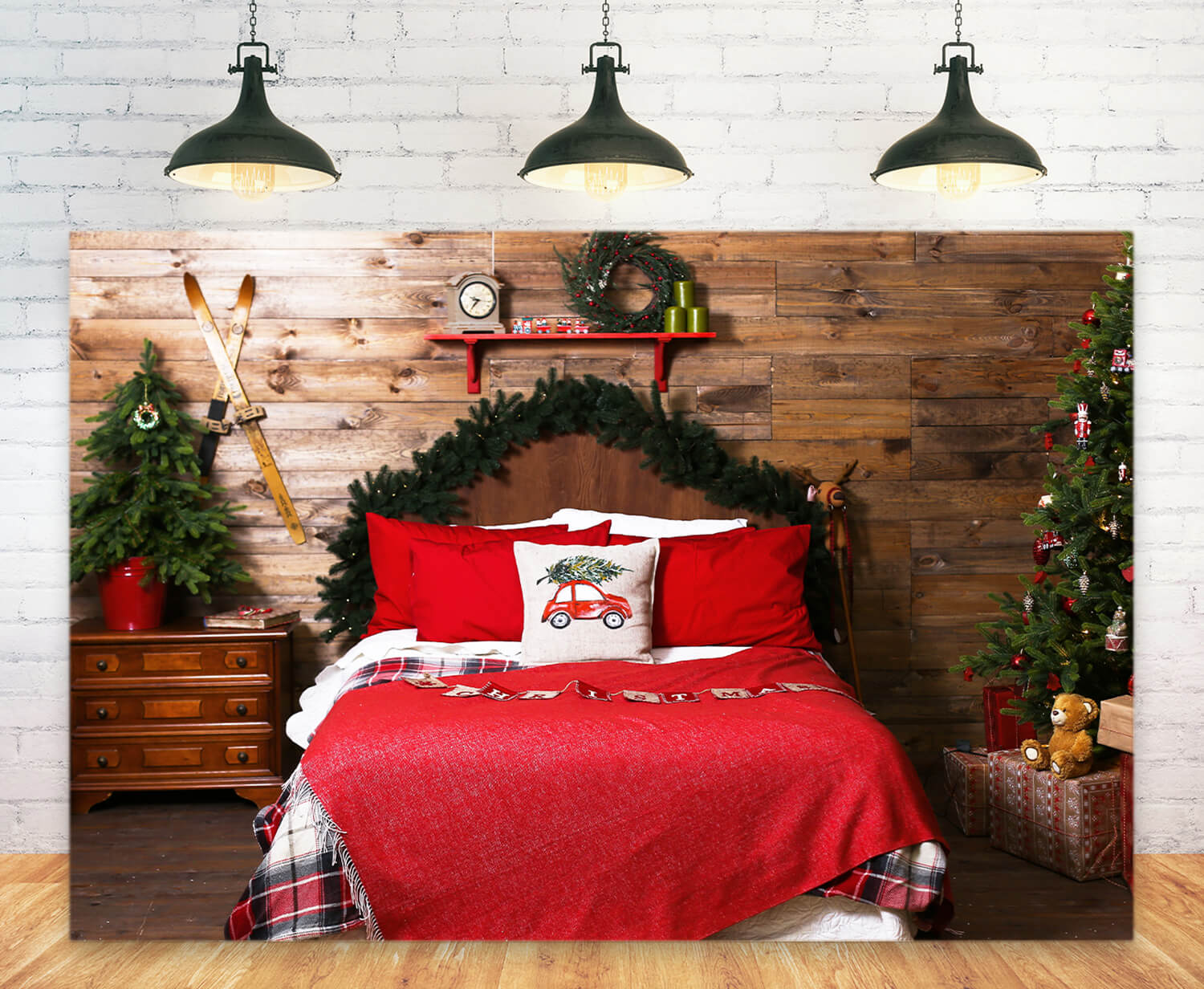 Sfondo Di Parete In Legno Retro Per Camera Da Letto Di Natale M11-34