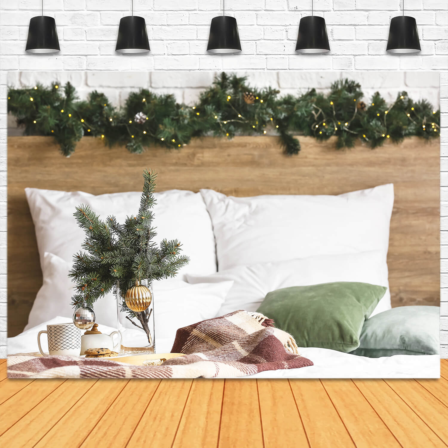 Sfondo Della Camera Da Letto Decorato Con Testiera Natalizia M11-35