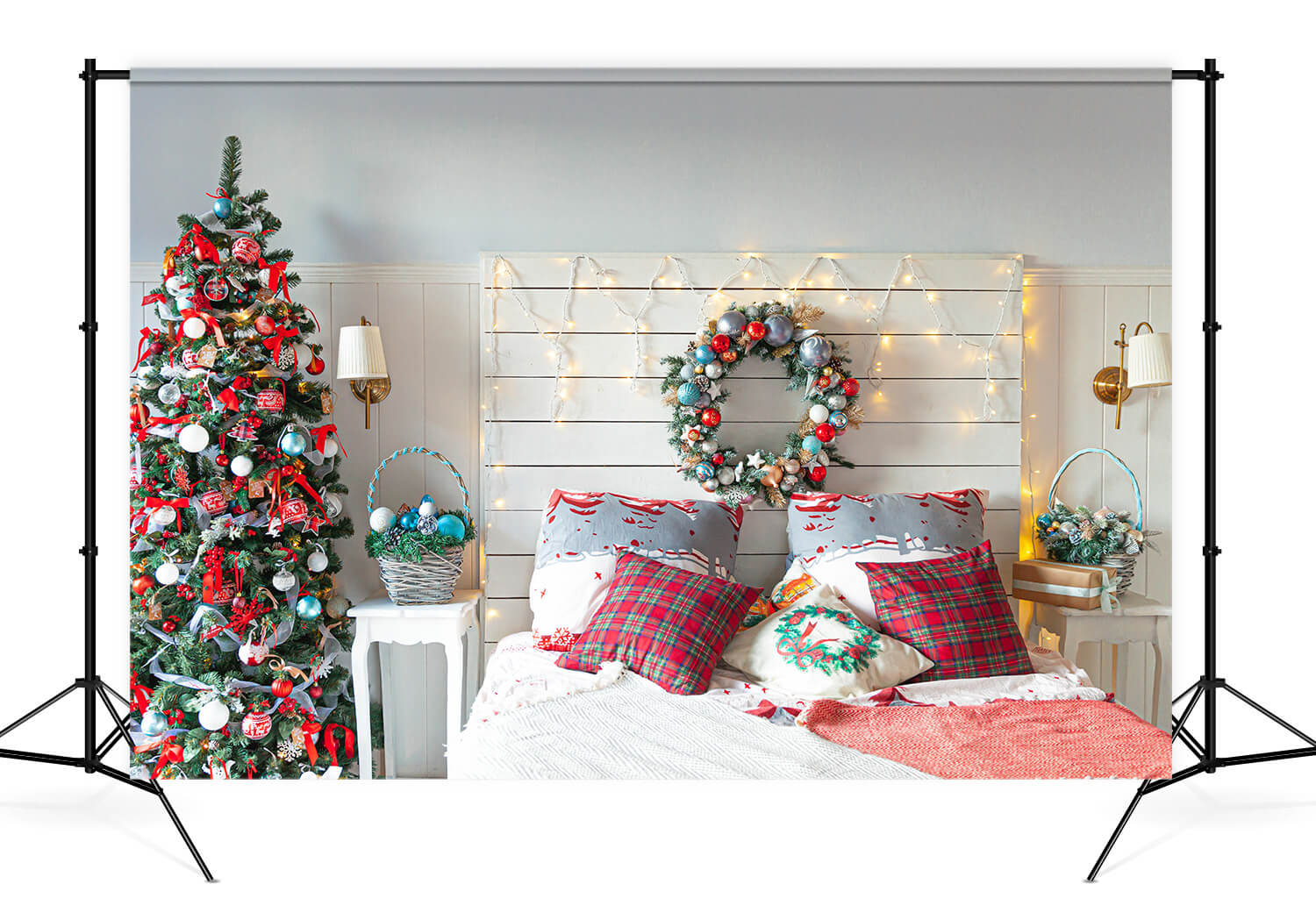 Sfondo Interno Della Stanza Decorata Con Albero Di Natale M11-37