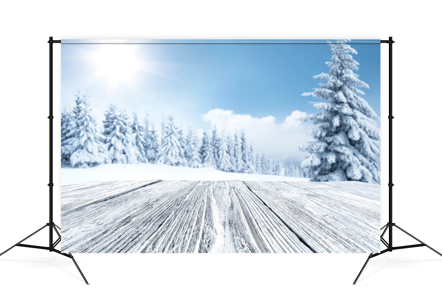 Sfondo Di Paesaggio Di Boschi Di Alberi Innevati Invernali M11-48