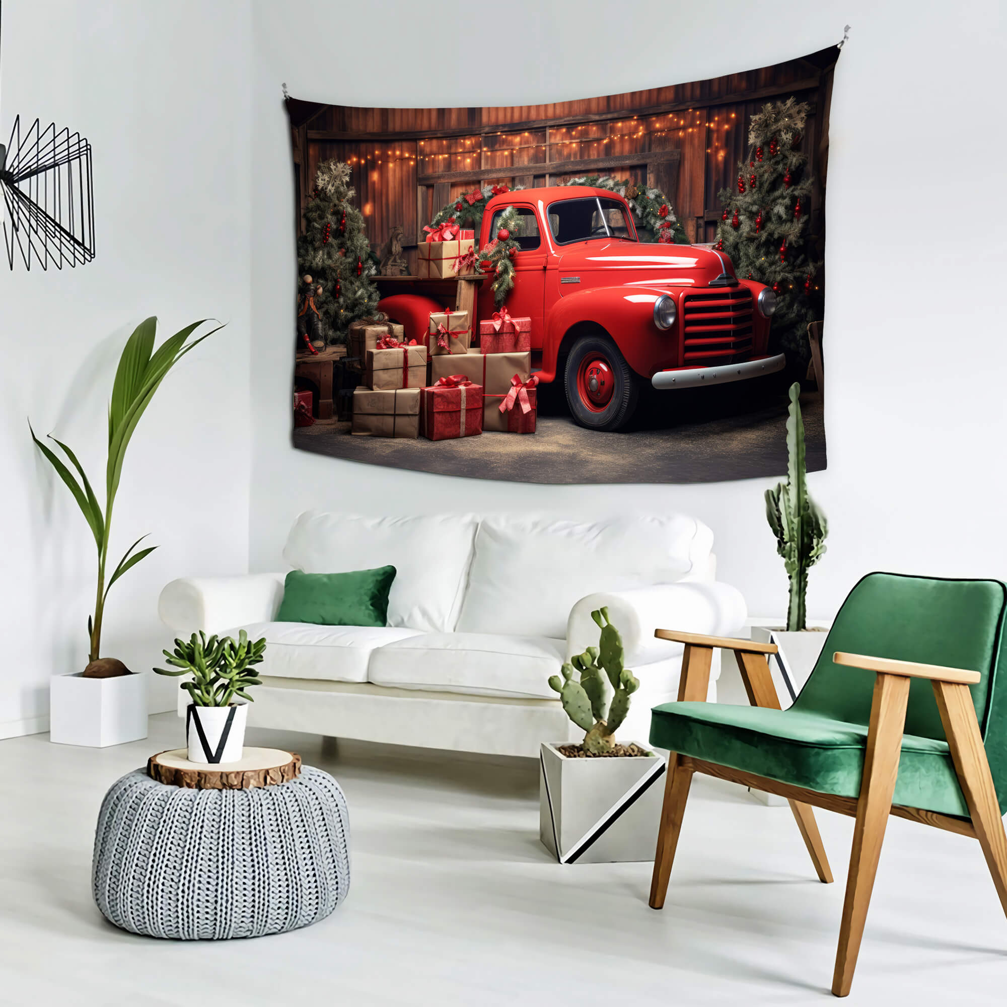 Sfondo Di Camion Rosso Regalo Di Natale Per Fotografia M11-56