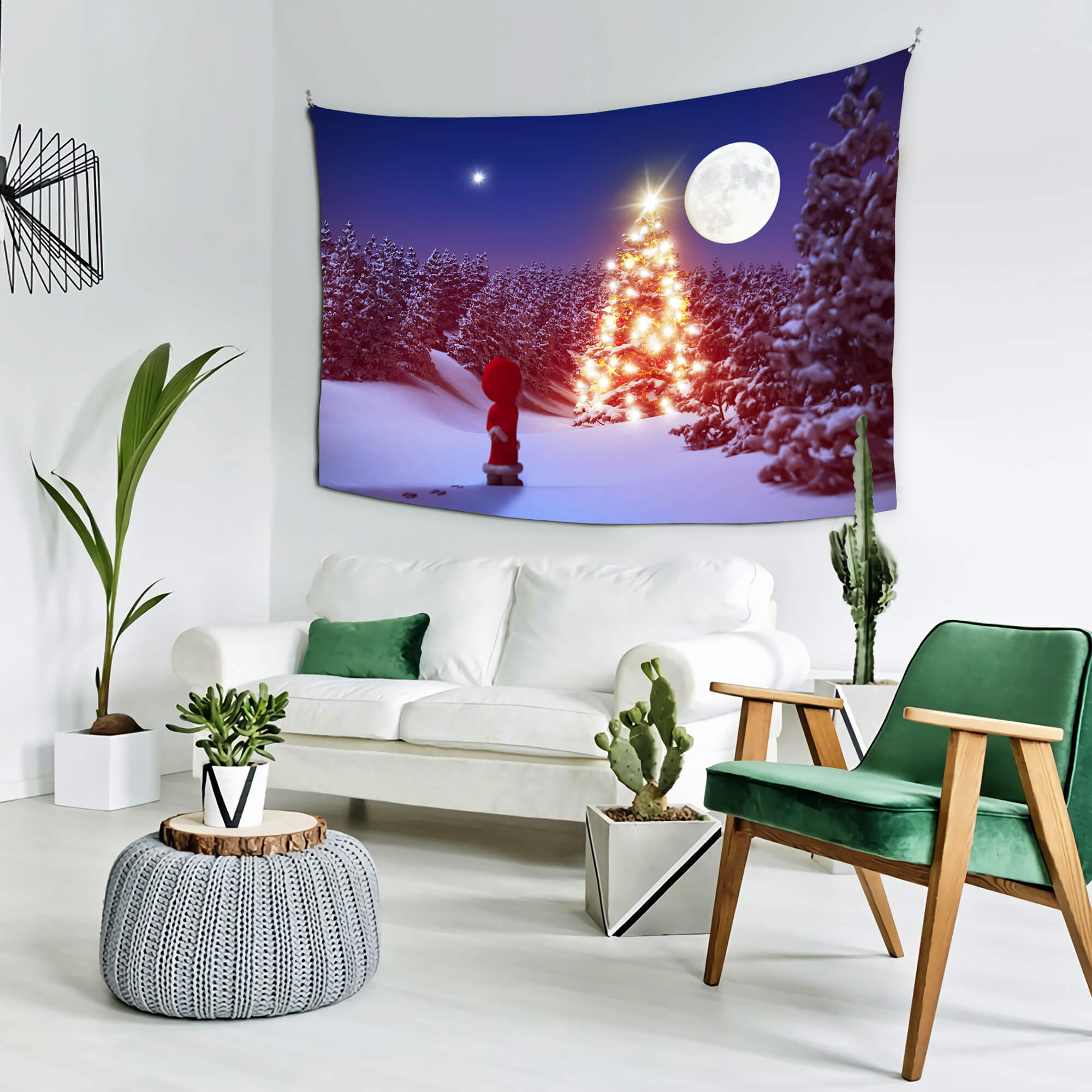 Sfondo Invernale Con Foresta Innevata E Luna Notturna M11-61
