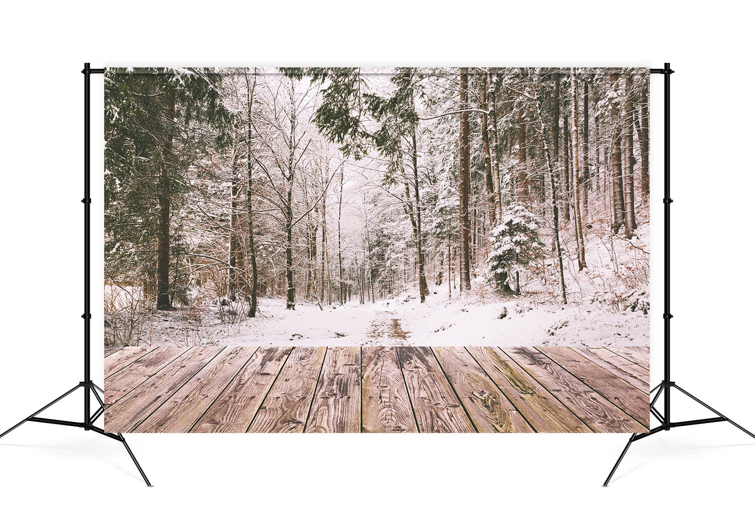 Sfondo Di Legno Paesaggio Forestale Neve Invernale M11-73