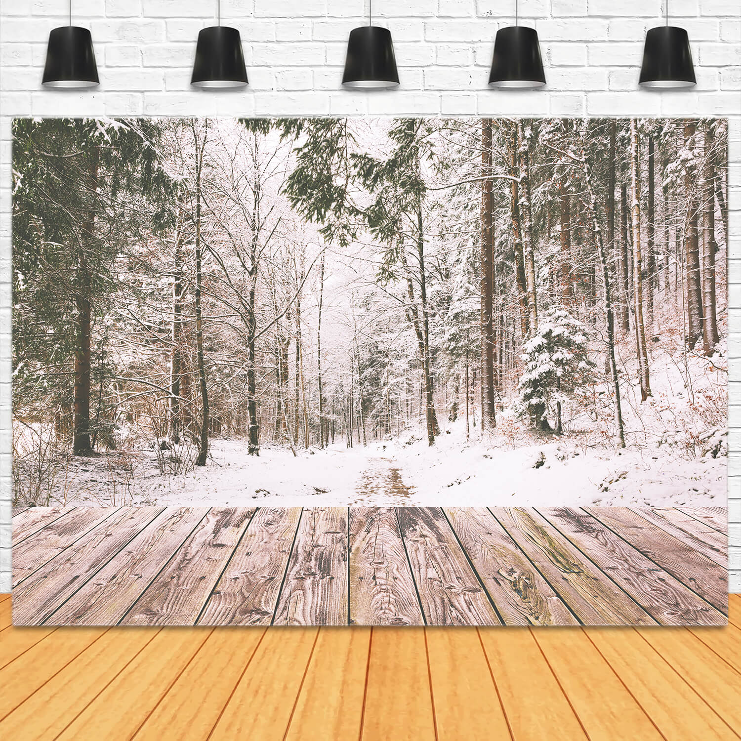 Sfondo Di Legno Paesaggio Forestale Neve Invernale M11-73