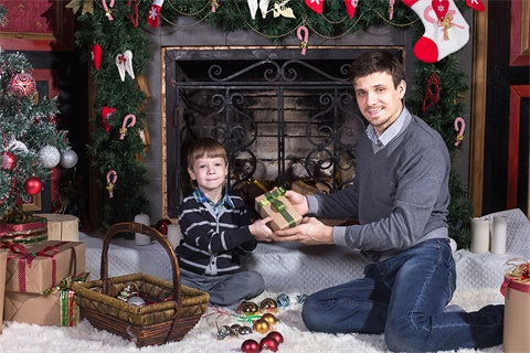 Camino Di Natale Calzini Rossi Regalo Tappeto Sfondo Invernale M11-74
