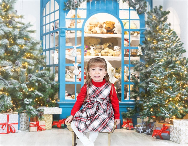 Scaffale Natalizio Pieno Di Giocattoli Alberi Decorati Regali Babbo Natale Sullo Sfondo M11-75