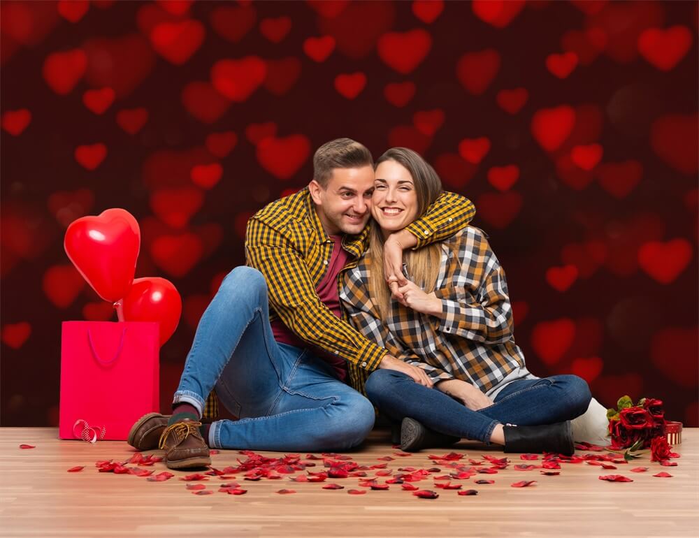 Sfondo Romantico Con Scena Sparsa Di Alone Di Cuore Rosso Coperto Di San Valentino M12-06