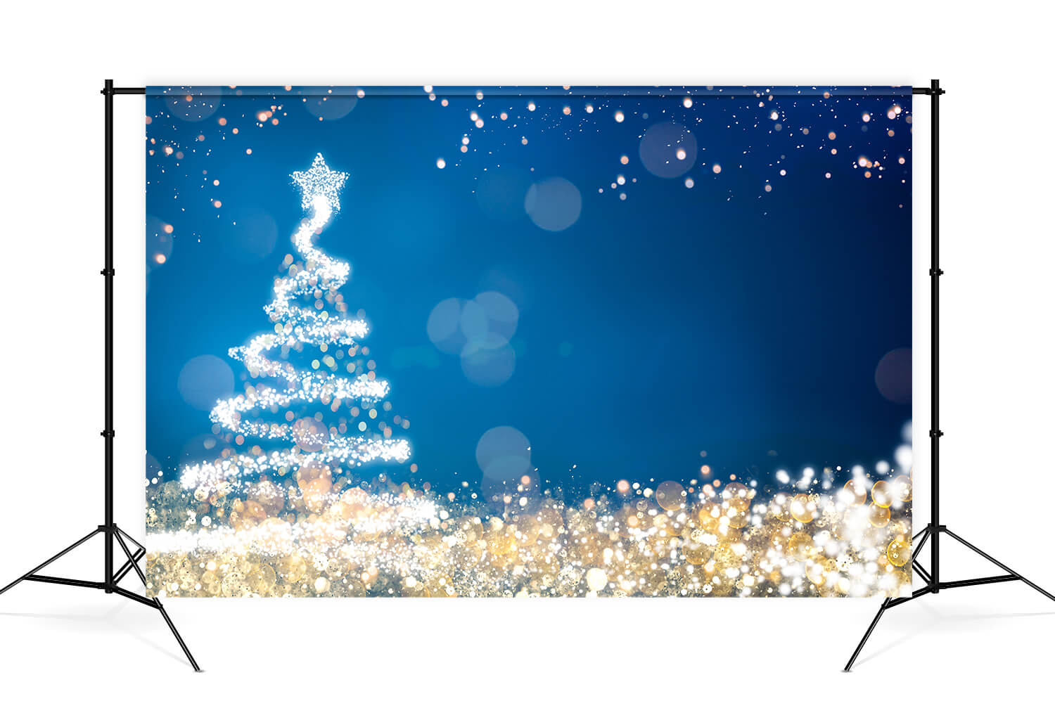 Sfondo Astratto Dell'Albero Di Natale Con Punti Luminosi Magici Blu Scuro Di Natale M12-32