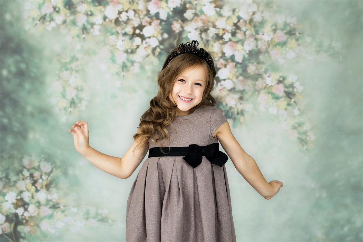 Abstract Elegante Fiore Pallido Fresco Sfondo Verde M12-37