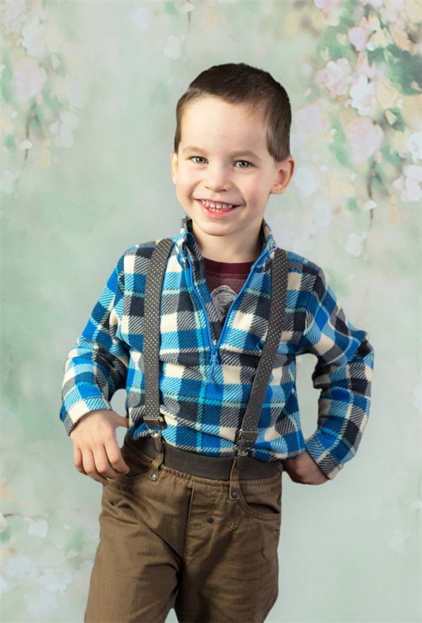 Abstract Elegante Fiore Pallido Fresco Sfondo Verde M12-37