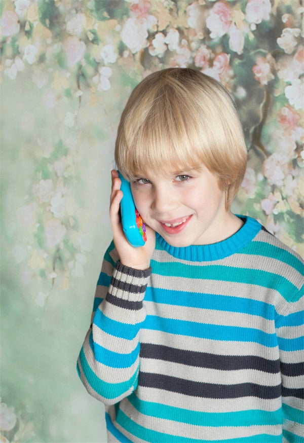 Abstract Elegante Fiore Pallido Fresco Sfondo Verde M12-37