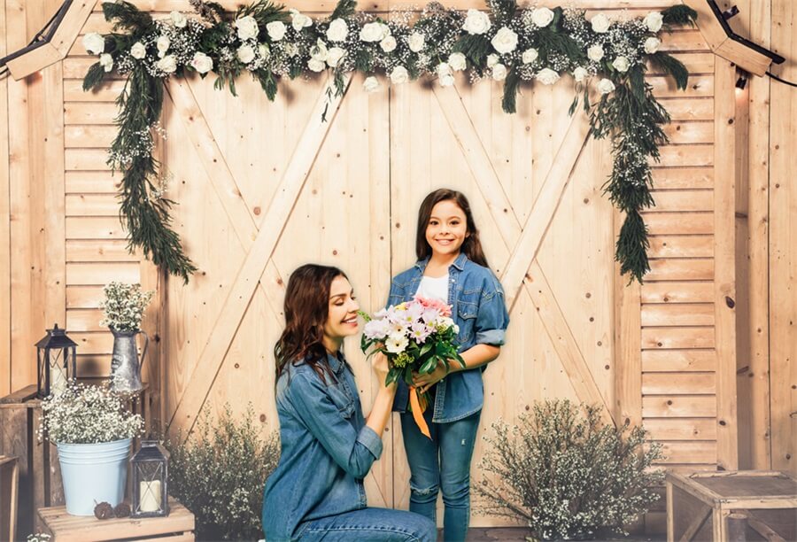 Porta Del Fienile Di San Valentino Rose Bianche E Sfondo Decorativo Notturno Stellato M12-40