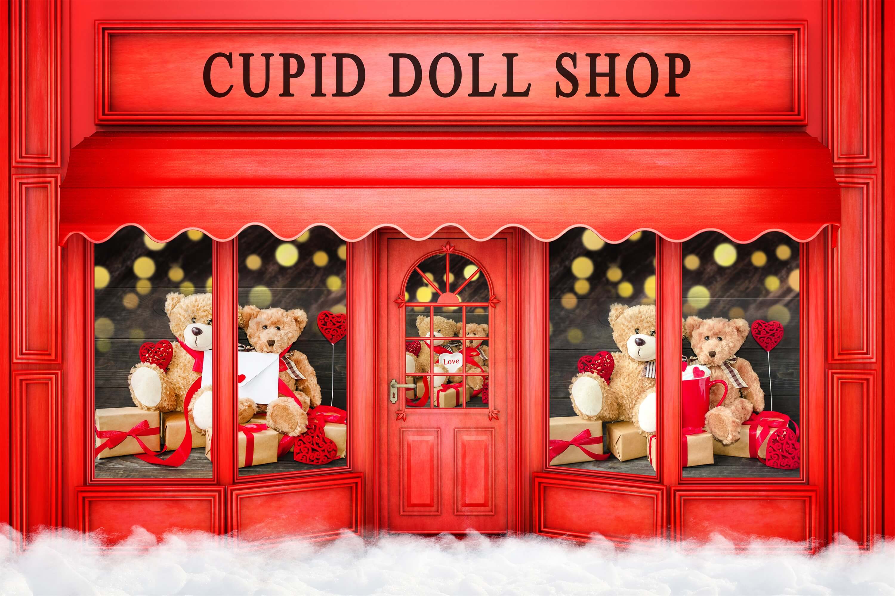 Cupido Doll Shop Rose Teddy Bear Red Shop Sfondo Di San Valentino M12-42