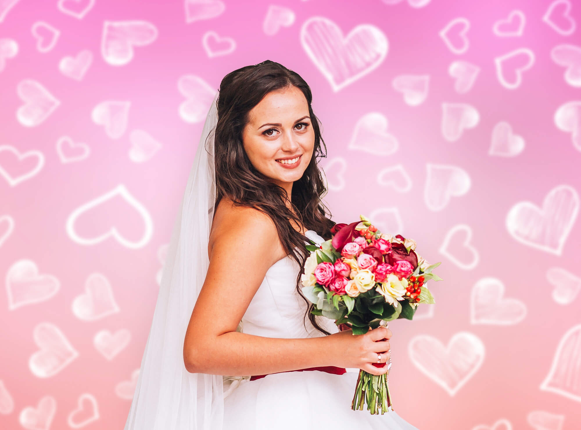 Sfondo Di San Valentino Sfumato Rosa Bianco Gesso Doodle Piccolo Cuore M12-47