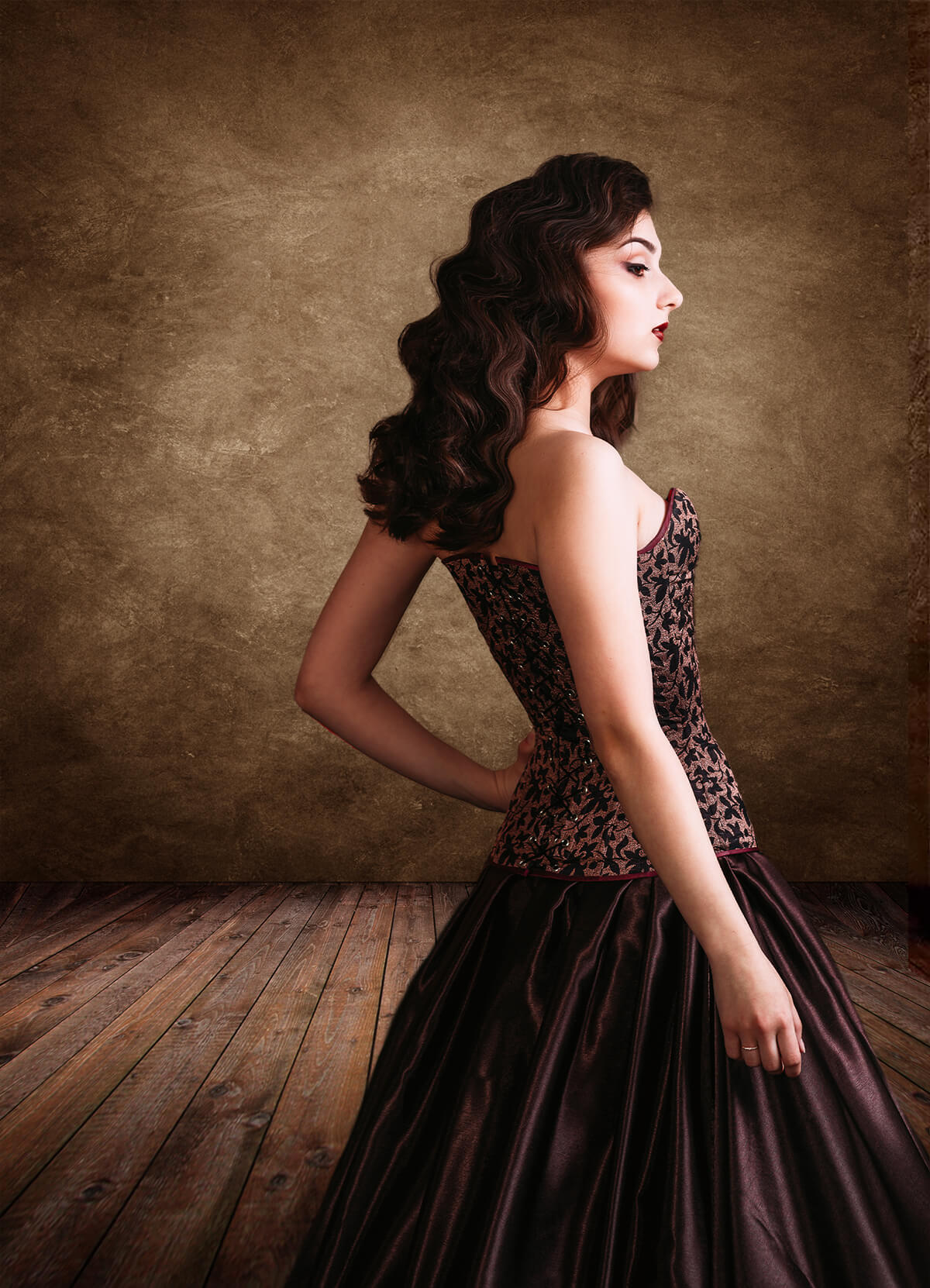 Sfondo Fotografico Astratto Vintage Marrone Con Pavimento In Legno M2-04