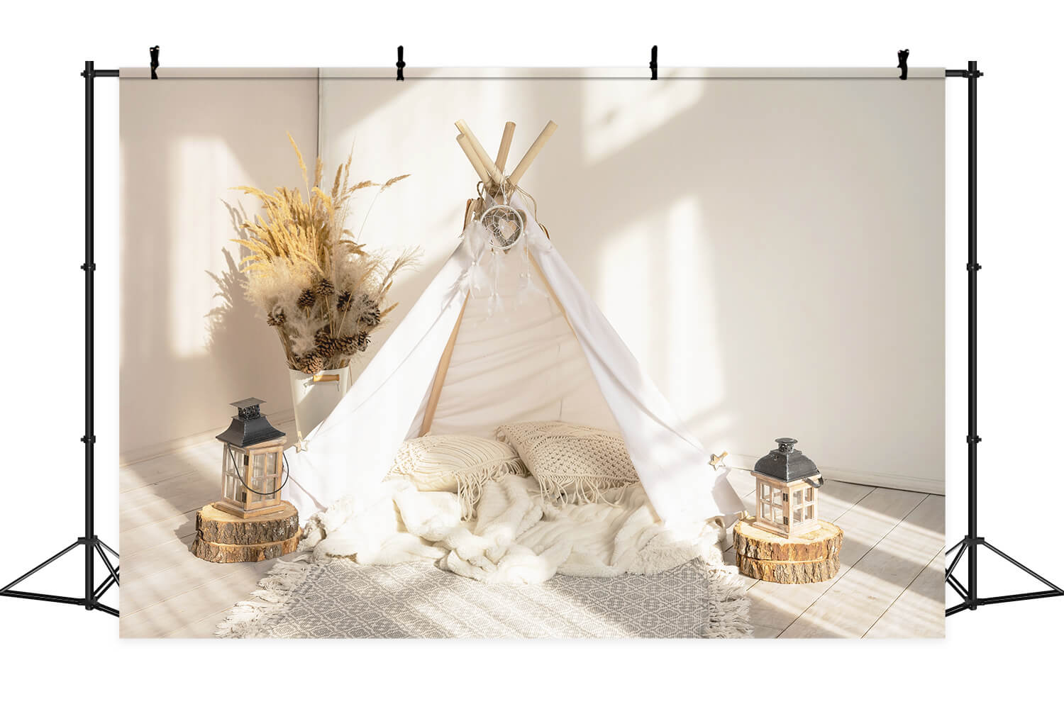 Boho Cozy Indoor Piccola Tenda Lavorata A Maglia Coperta Dreamcatcher Sfondo M2-21