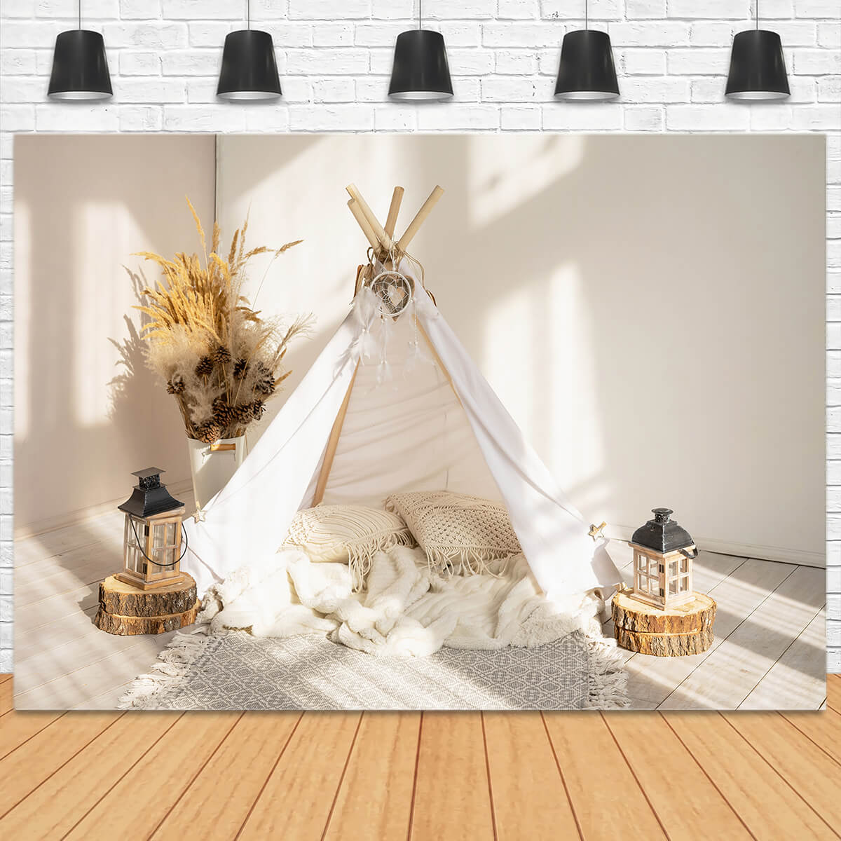 Boho Cozy Indoor Piccola Tenda Lavorata A Maglia Coperta Dreamcatcher Sfondo M2-21
