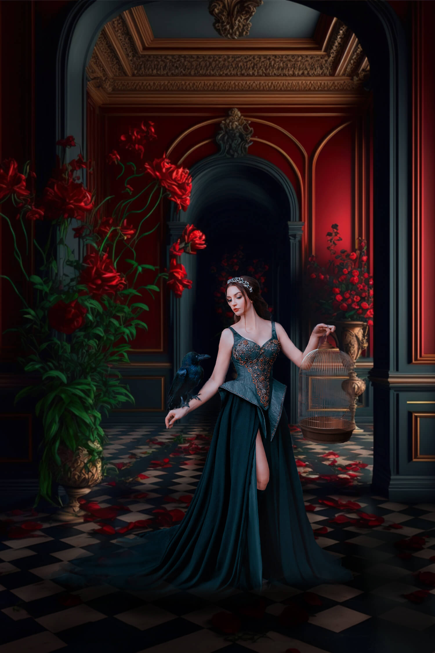 Sfondo Della Porta Dell'Arco Di Fiori Interni Della Stanza M5-10