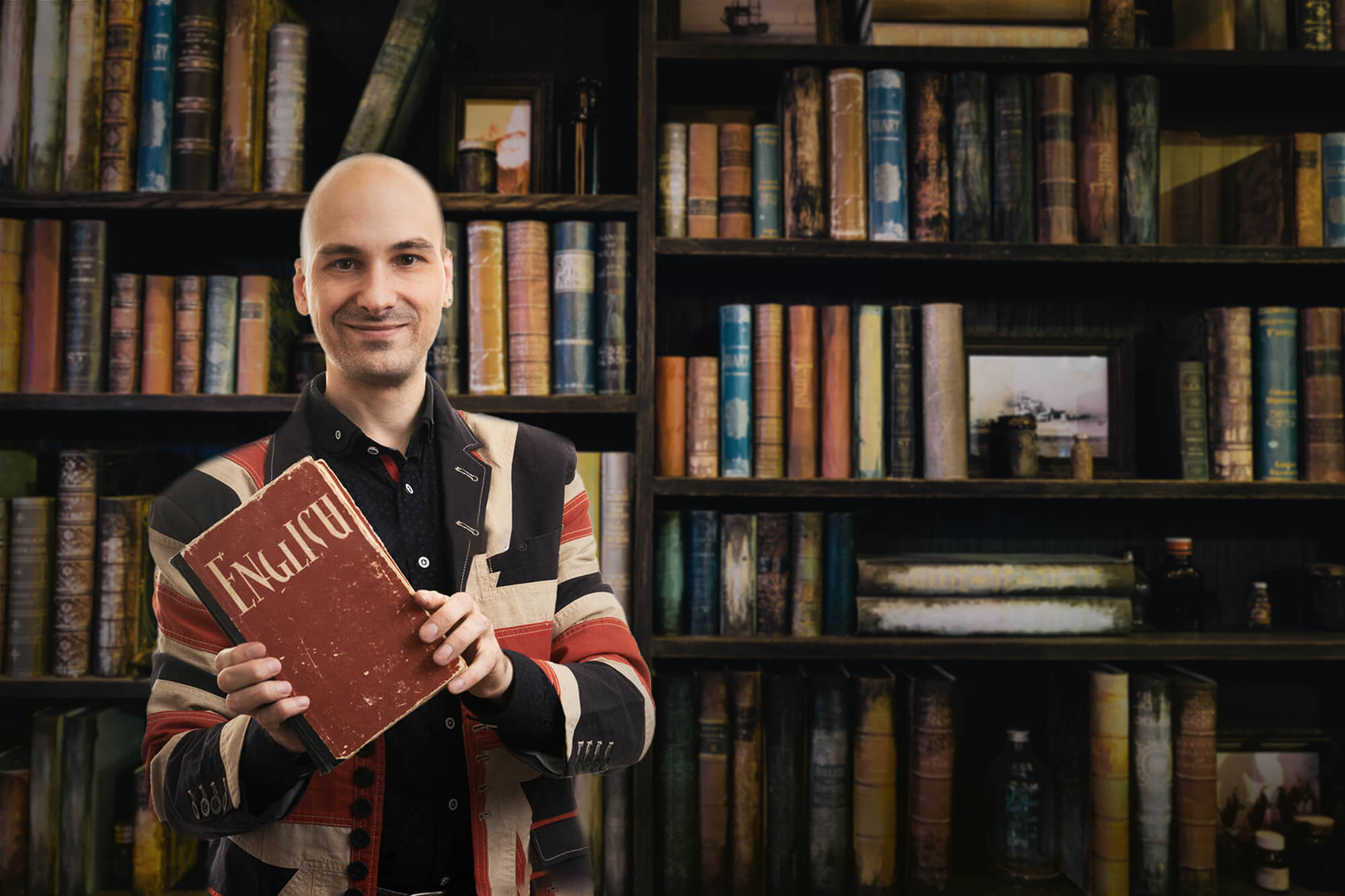 Sfondo Libreria Libreria Vintage In Legno M5-106