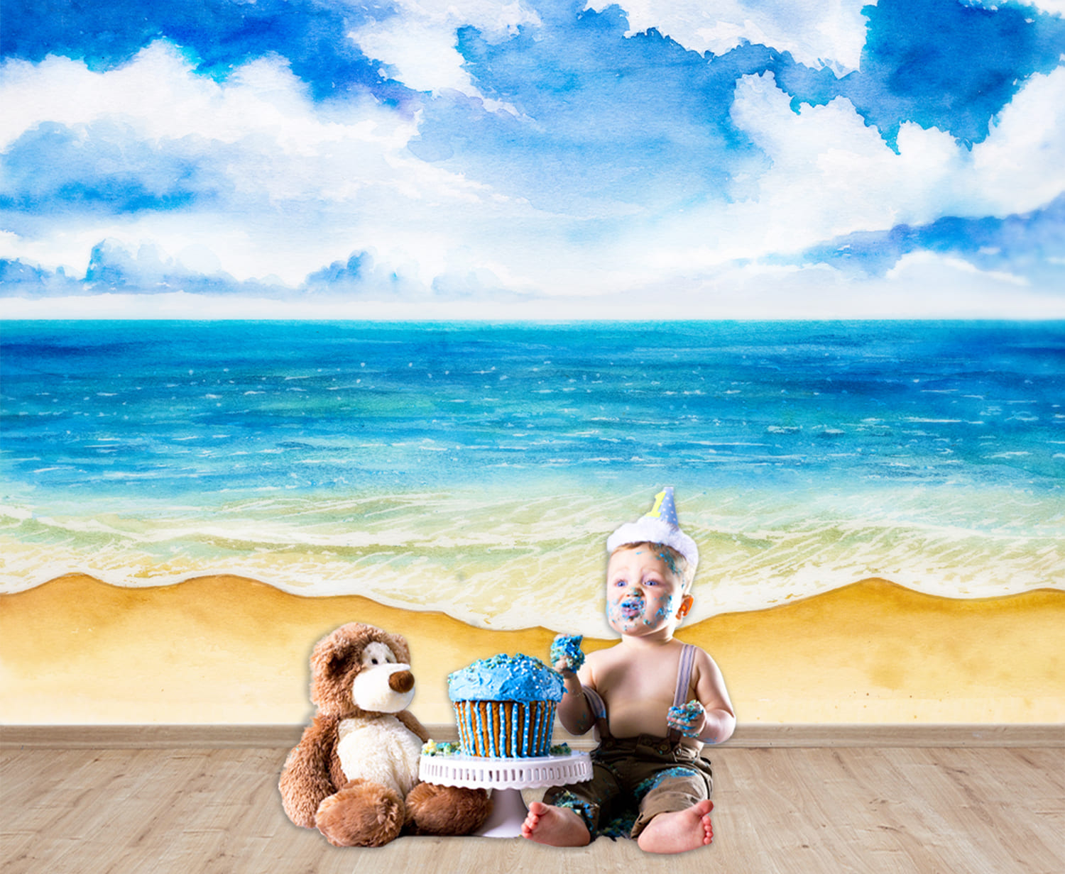 Sfondo Delle Onde Dell'Oceano Ad Acquerello Disegnato A Mano M5-120