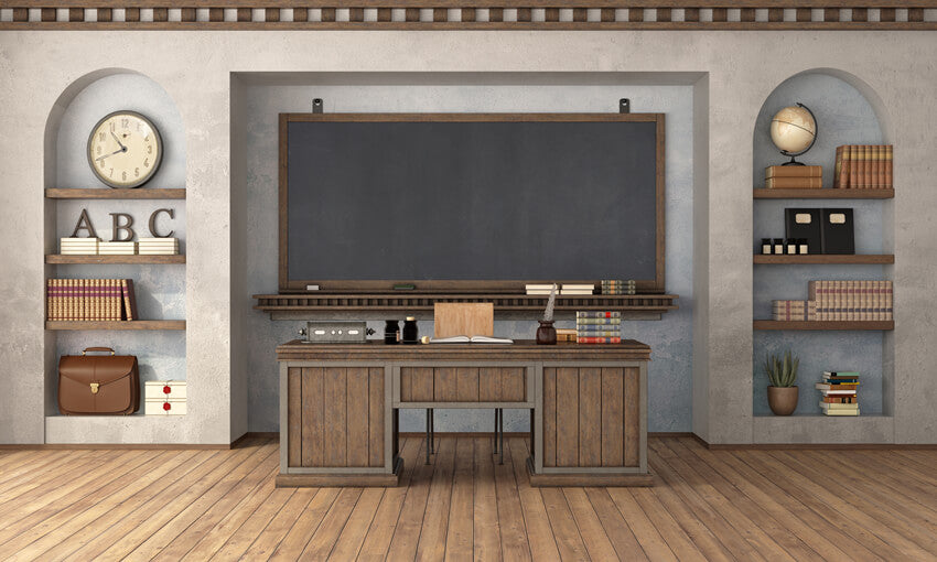 Sfondo Per La Scuola Della Scrivania Dell'Insegnante In Aula Retro M5-134