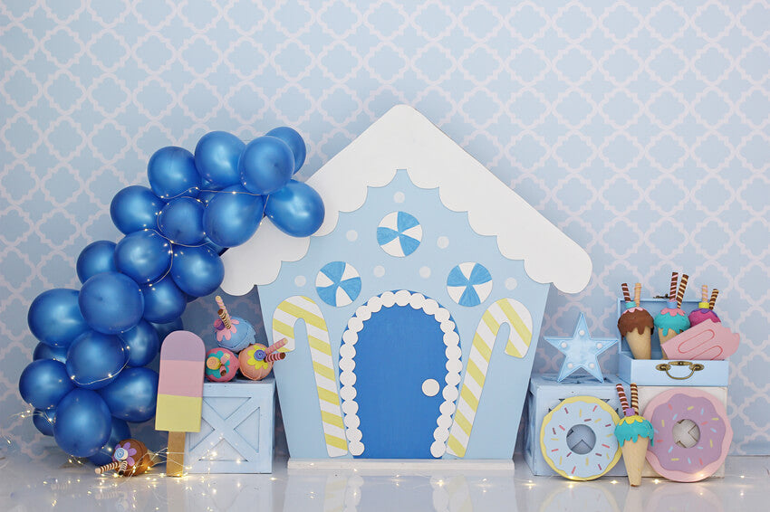 Sfondo Blue Candy House Per Studio Fotografico M5-142