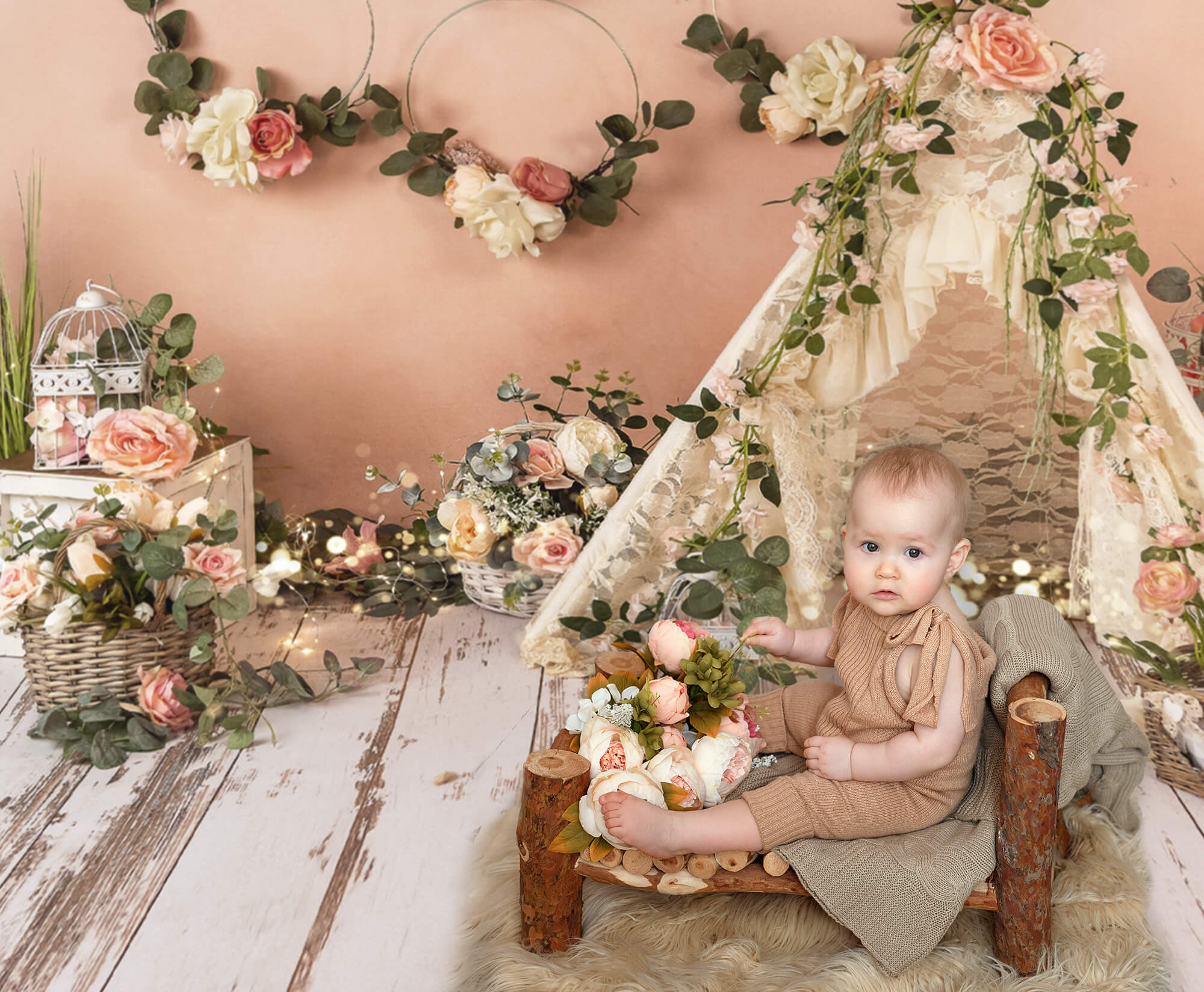 Fiori Tenda In Pizzo Decorazione Primaverile Sfondo M5-158