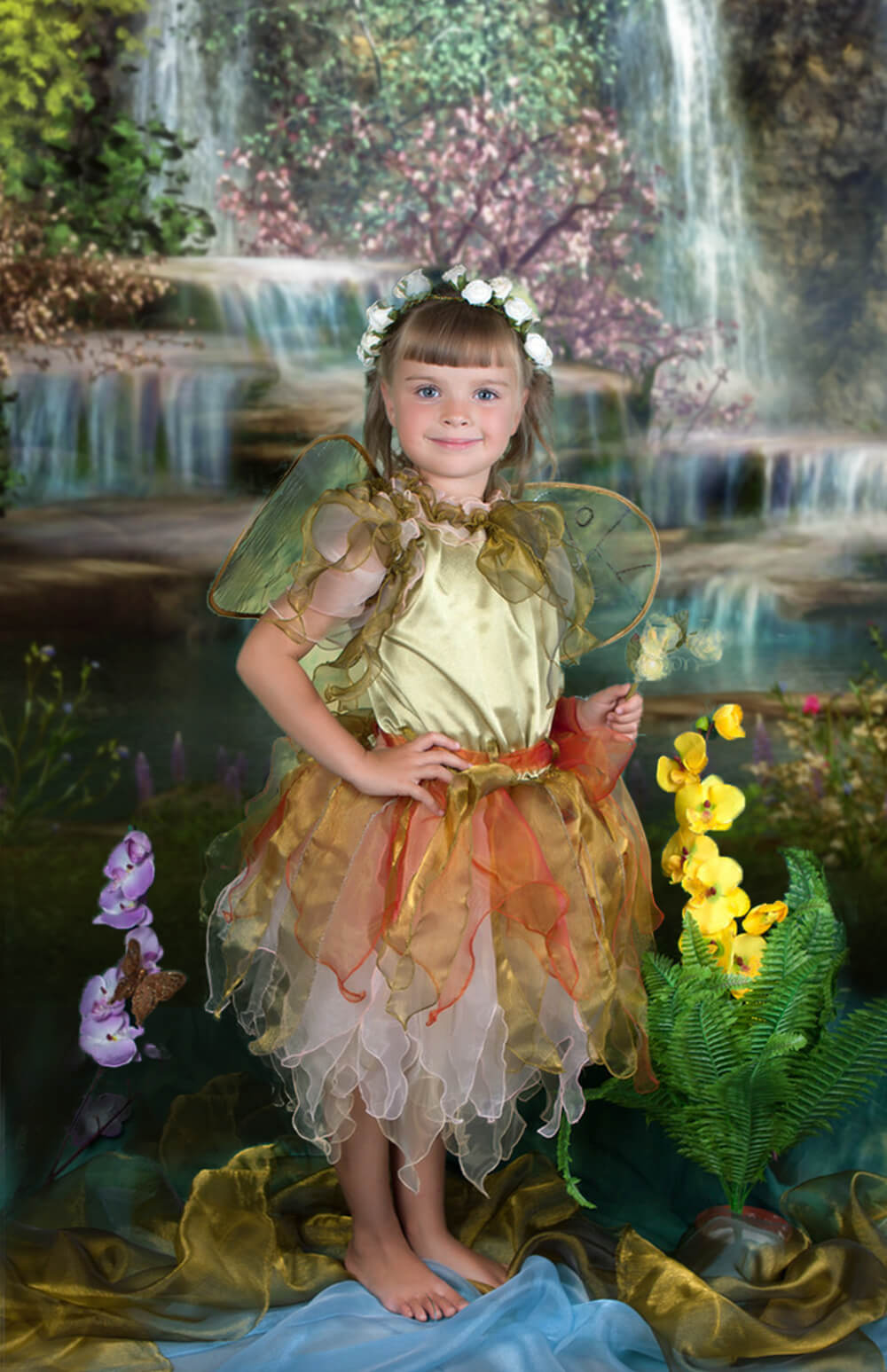 Sfondo Di Paesaggi Naturali Della Foresta Di Cascate Estive M5-160