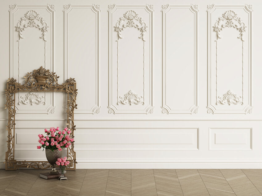 Sfondo Fotografico Bianco Retro Con Fiori Da Parete M5-29