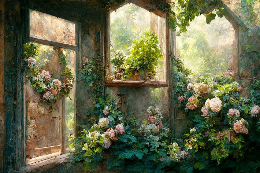 Sfondo Di Pittura A Olio Per Porta Da Giardino E Finestra M5-43