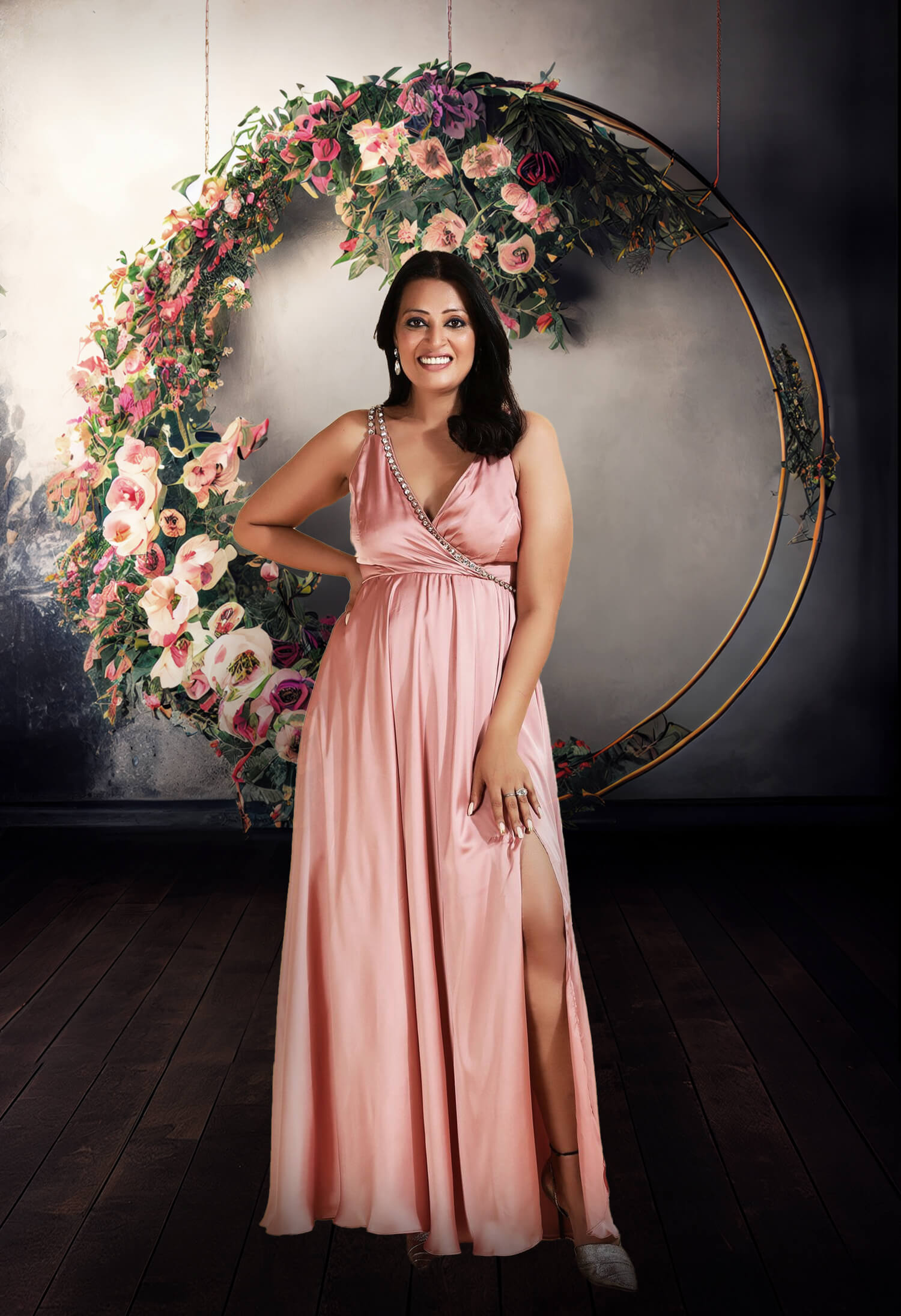 Sfondo Fotografico Maternita Astratto Con Anello Floreale M5-64