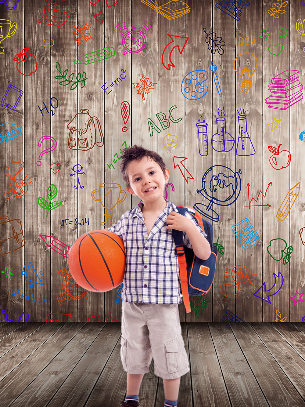Ritorno A Scuola Crayon Doodle Sfondo In Legno M5-86